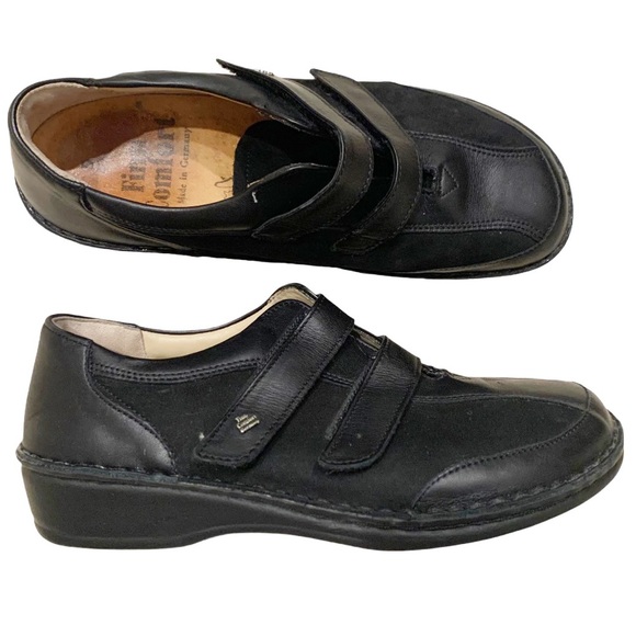 Finn Comfort Black Leather & Suede Velcro Strap Comfort Orthopedic Shoes Sz 39 - Picture 2 of 10